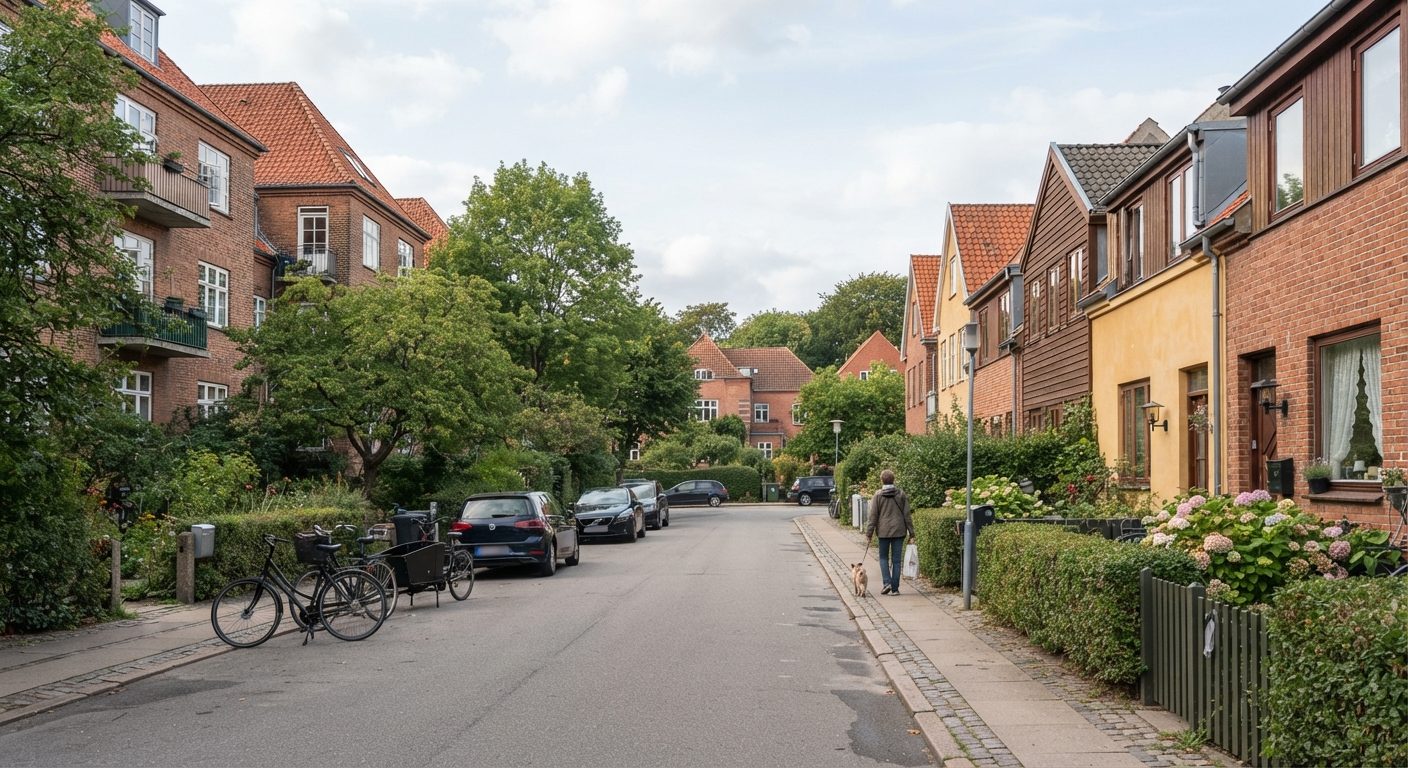 Dansk boligområde der illustrerer valget mellem andelsbolig eller ejerbolig