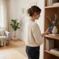 Person tjekker wifi signal på smartphone i stue med dårlig dækning