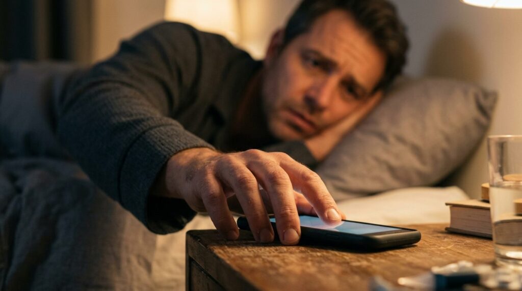 Photorealistic stock image, 16:9 format. Close-up of a mans