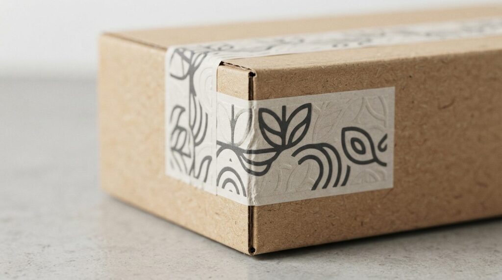 Close-up detail photograph of premium custom printed packagi