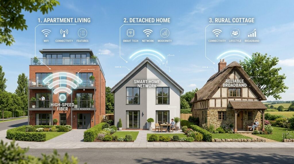 Professional real estate stock photo of different home types