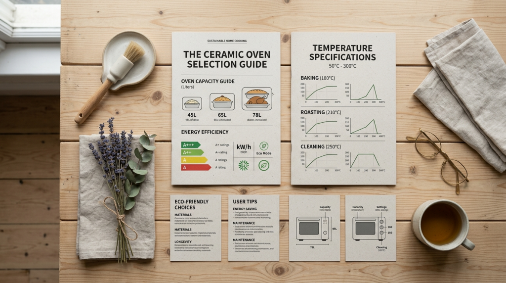 Overhead flat lay composition showing ceramic oven selection