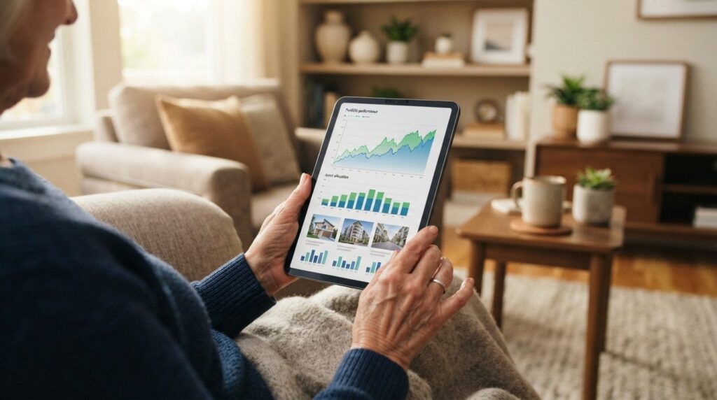 Close-up stock photo of a senior womans hands holding a tab
