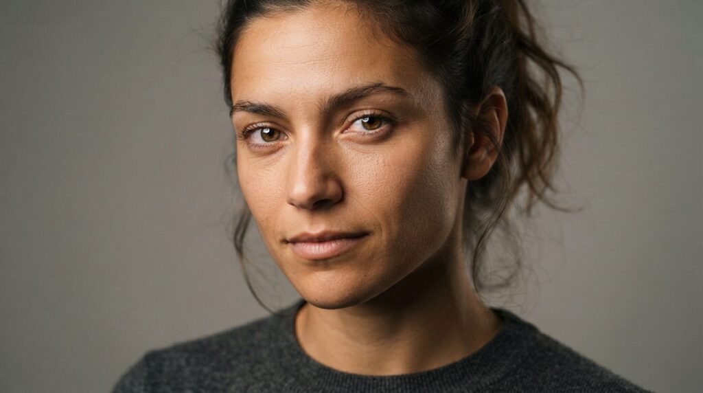 Close-up detail shot of a high-quality portrait photograph s